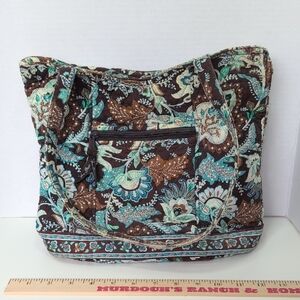Vera Bradley Brown and Blue Floral Tote